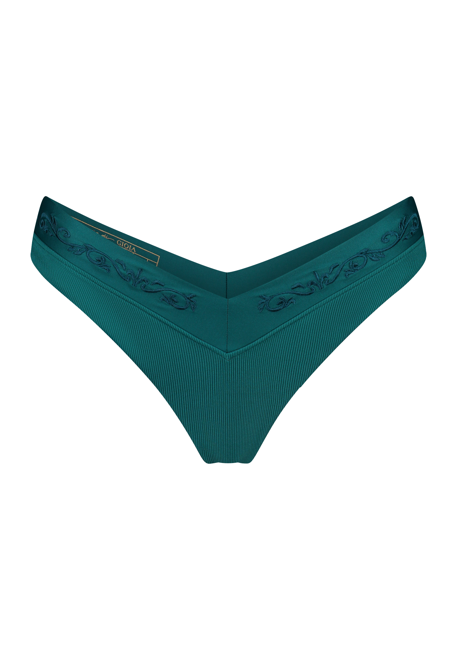 Bikini bottom V-shape Cheeky in Green  Rib fabric & Embroidery – Via di  Gioia Swimwear