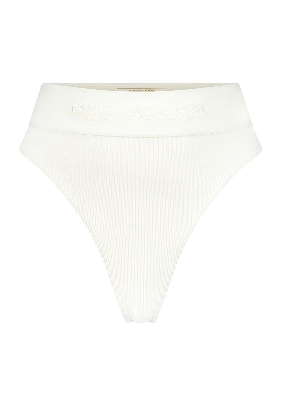 Bikini bottom V-shape Cheeky in Green  Rib fabric & Embroidery – Via di  Gioia Swimwear