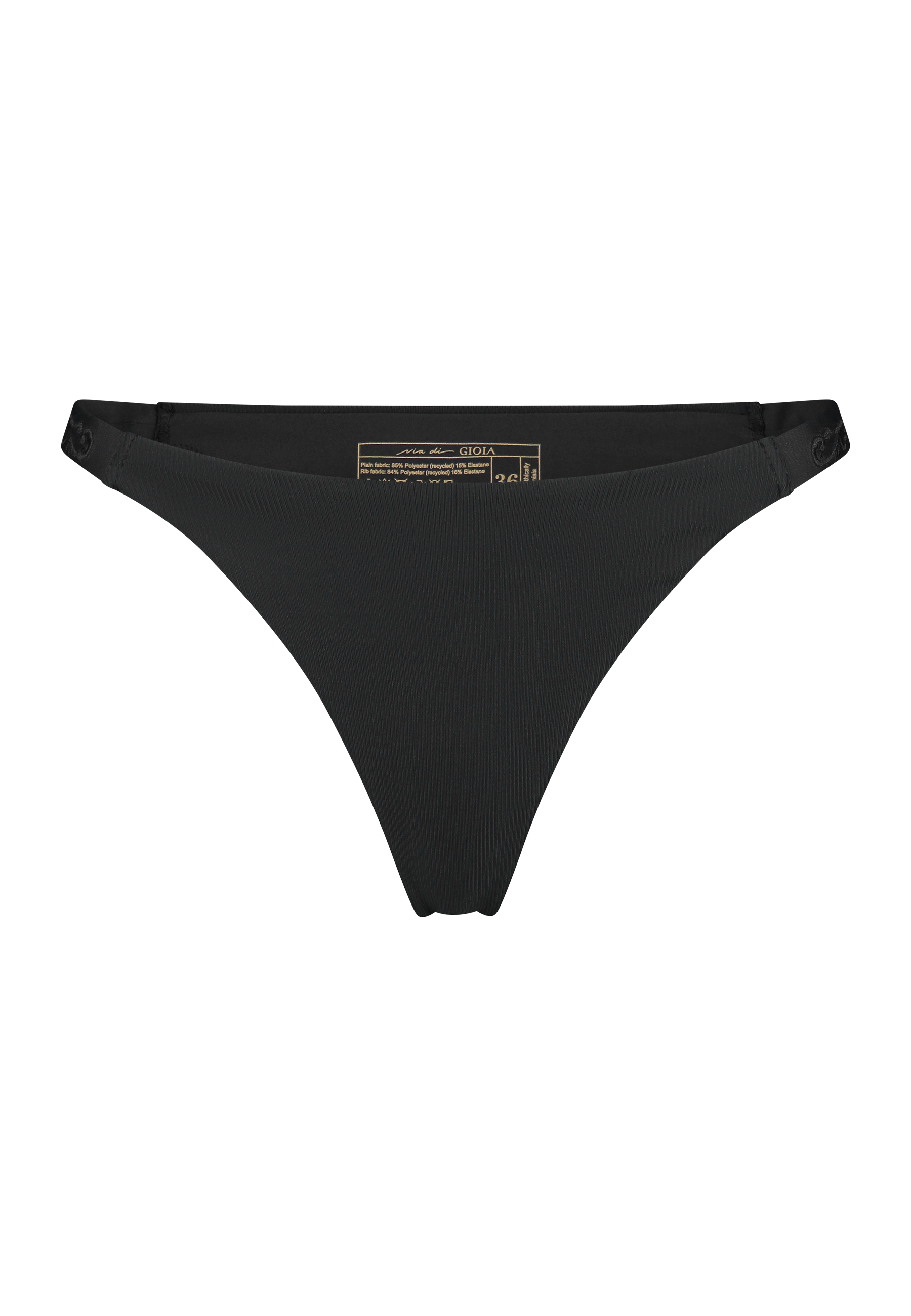 Bikini bottom Brazilian Tanga Cheeky in Black | Luxurious embroidery ...