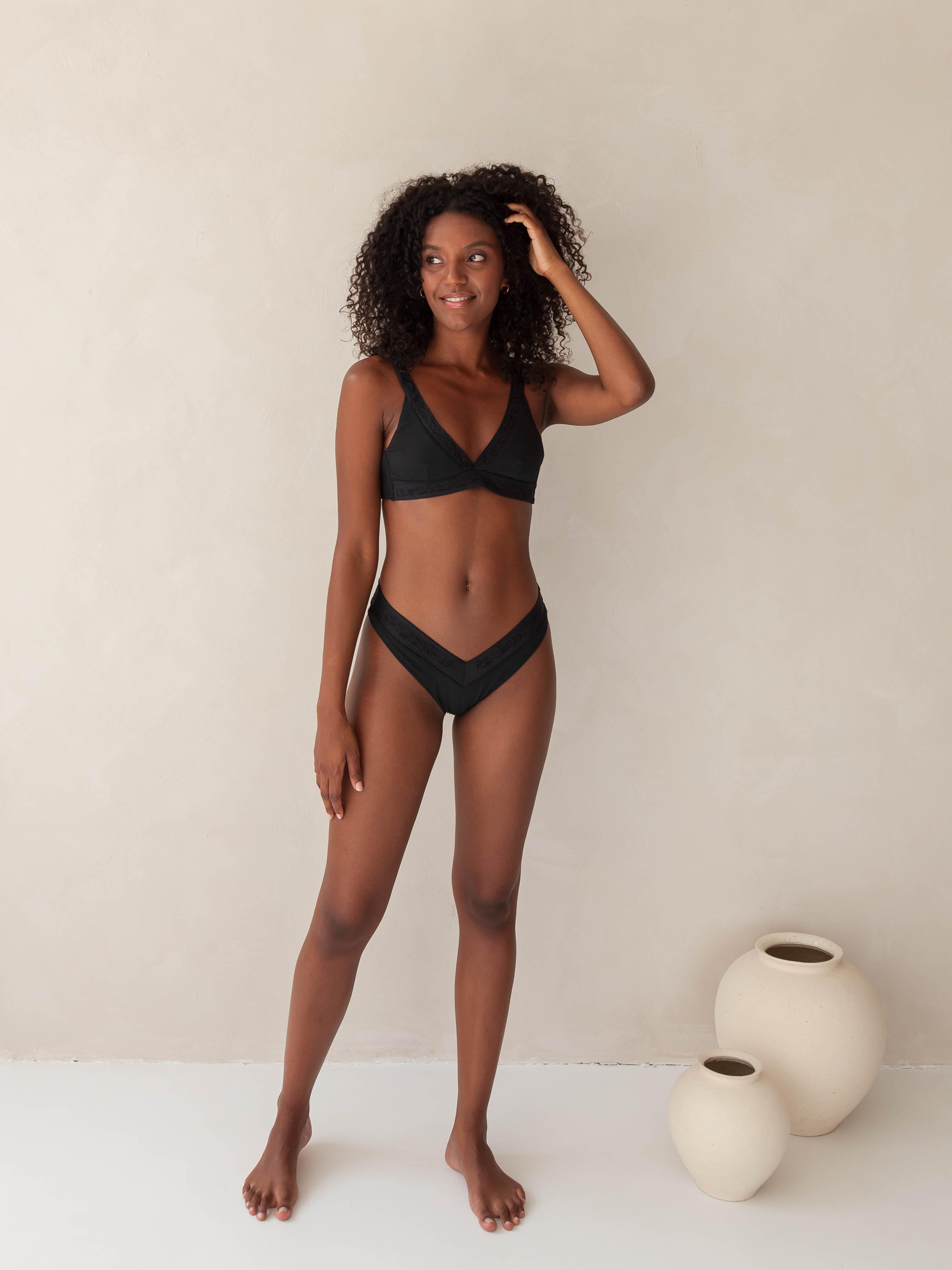 Black store plunge bikini